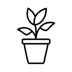 Plant with pot icon line art outline style