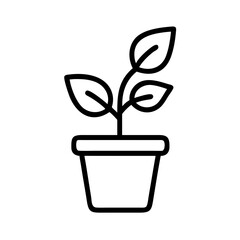 Plant with pot icon line art outline style