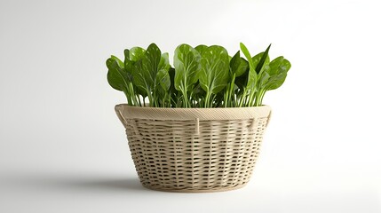 Naklejka premium Fresh Green Plants in a Woven Basket