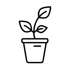 Plant with pot icon line art outline style