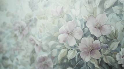 42.Vintage-inspired watercolor floral bouquet with a gentle palette of pastel grey and soft purple; each flower and leaf is painted with fine details and soft edges, giving the arrangement a