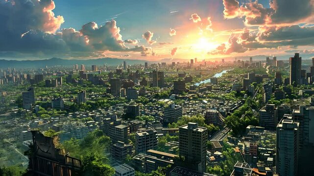 緑に覆われた荒廃した都市2