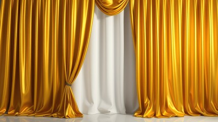 Curtain images, Golden curtain on a white isolated