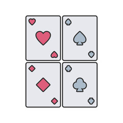 Playing Cards Icon Illustration with bright color palette in flat design style. Perfect for game themed designs and projects.
