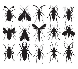 A vector silhouette image of a mantis icon with a white background