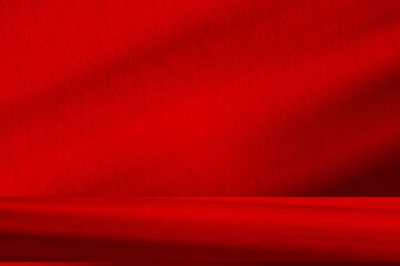 Wall interior background, studio and backdrops show products.with shadow from window color Red...