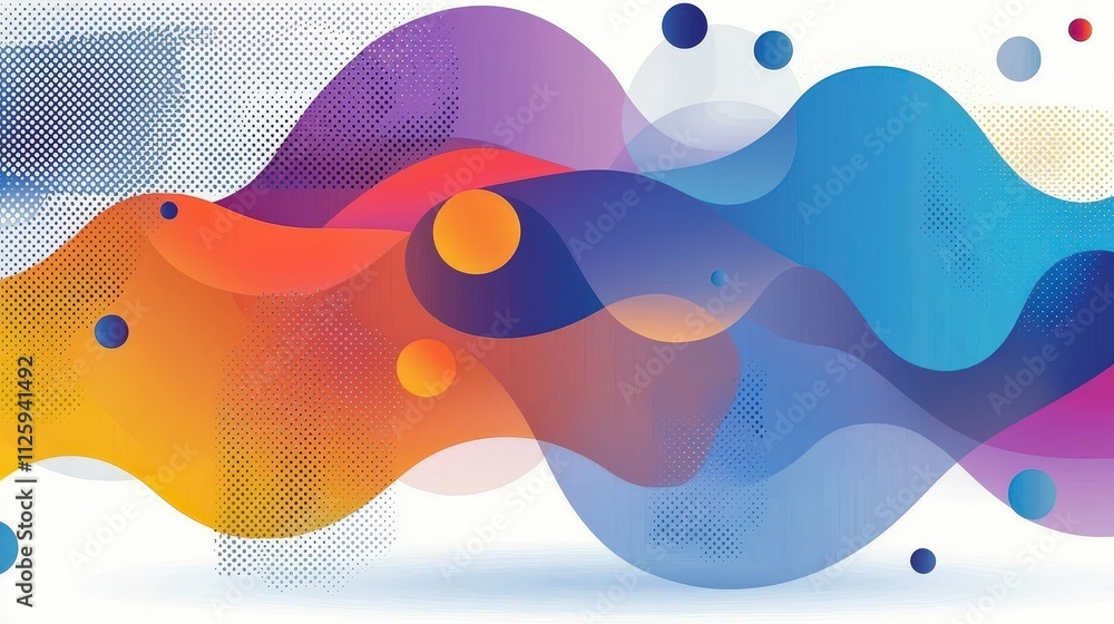 Poster Abstract Colorful Wavy Shapes Seamless Pattern Background Design