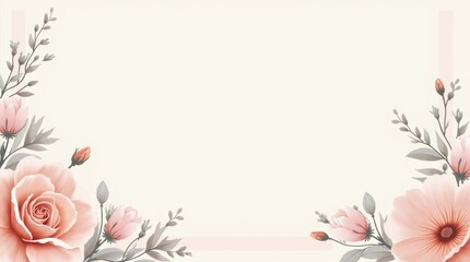 Minimalistic design of a spring wedding invitation with floral motifs and pastel colors, emphasizing simplicity and elegance, ideal for couples planning their special day.