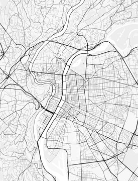 Fototapeta Map of Lyon, France. Perfect for posters, printing, wallpaper, and home decor. Maps with monochrome and black and white styles, suitable for those who want to customize