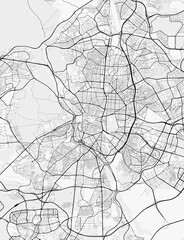 Map of Madrid, Spain. Perfect for posters, printing, wallpaper, and home decor. Maps with monochrome and black and white styles, suitable for those who want to customize