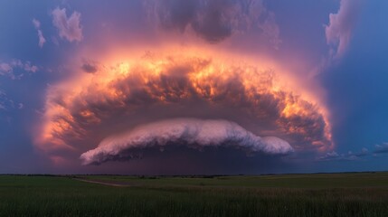 Dramatic Thunderclouds Over Rural Farmland Scene