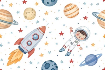 seamless pattern with rocket