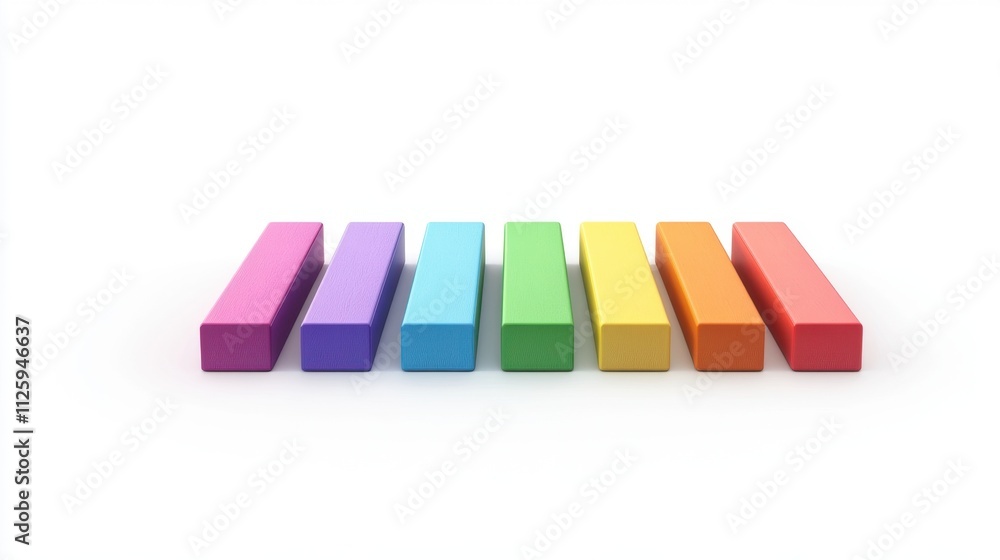 Aufkleber a vibrant arrangement of colorful rectangular blocks neatly aligned, showcasing a rainbow gradient f