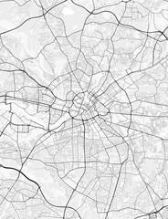 Map of Manchester, England. Perfect for posters, printing, wallpaper, and home decor. Maps with monochrome and black and white styles, suitable for those who want to customize