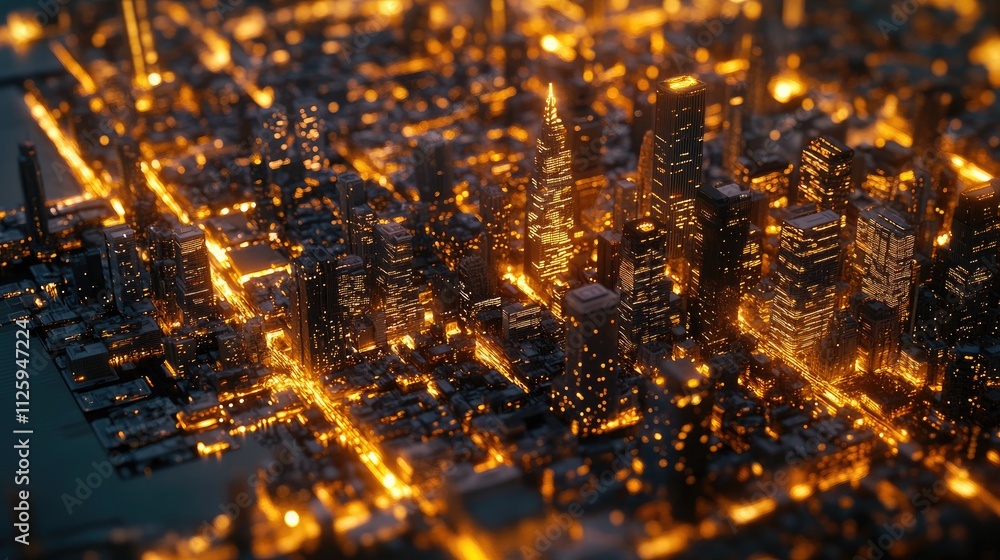 Poster A digital metropolis lit up with data flowing through it, showcasing the seamless, hyperconnected information systems of today.