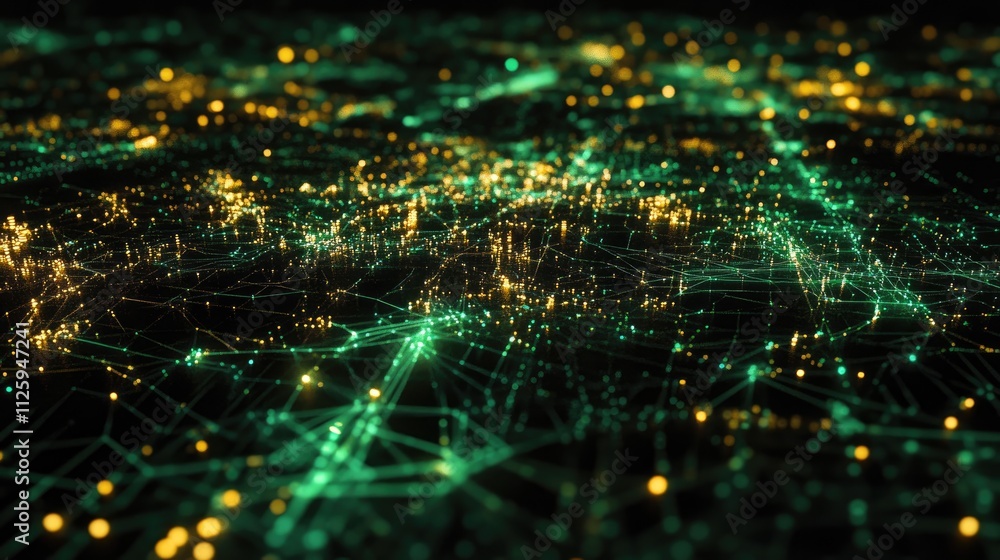Poster A digital metropolis lit up with data flowing through it, showcasing the seamless, hyperconnected information systems of today.