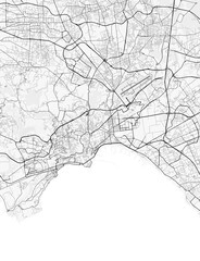 Map of Naples, Italy. Perfect for posters, printing, wallpaper, and home decor. Maps with monochrome and black and white styles, suitable for those who want to customize