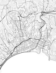 Naklejka premium Map of Nice, France. Perfect for posters, printing, wallpaper, and home decor. Maps with monochrome and black and white styles, suitable for those who want to customize