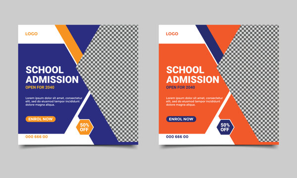School admission social media post banner design.