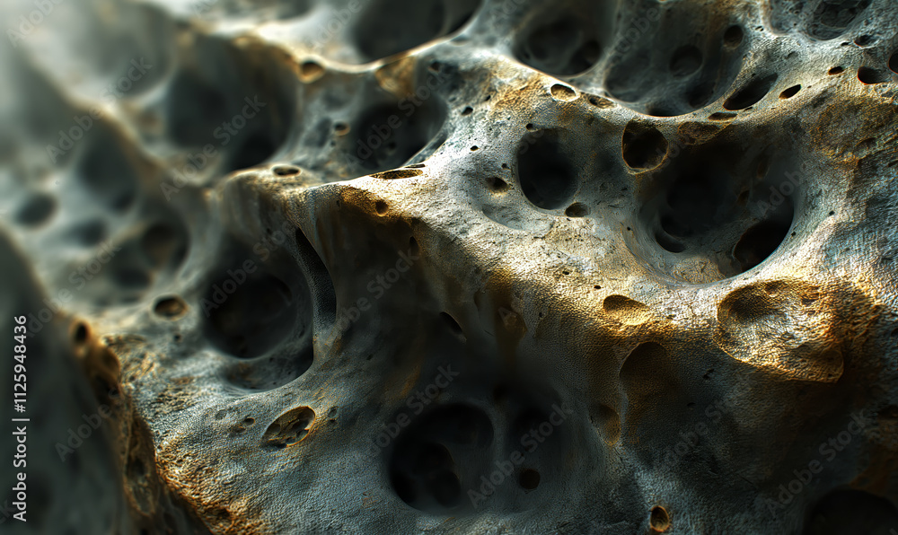 Poster abstract close-up of complex, textured formations resembling organic structures.