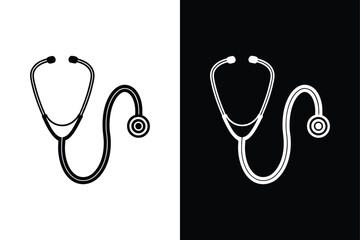 Medical App Essentials. Stethoscope Black and White Icon