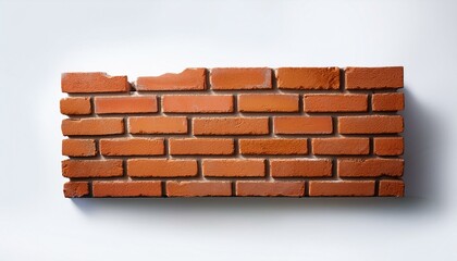 Unfinished brick wall piece on white background. Construction and renovation concept  
