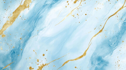 Beautiful abstract light blue marble texture with gold