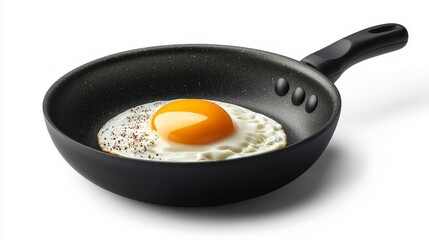 Golden Fried Eggs Cooking in a Nonstick Pan