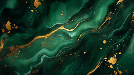 Luxurious emerald green marble with gold accents