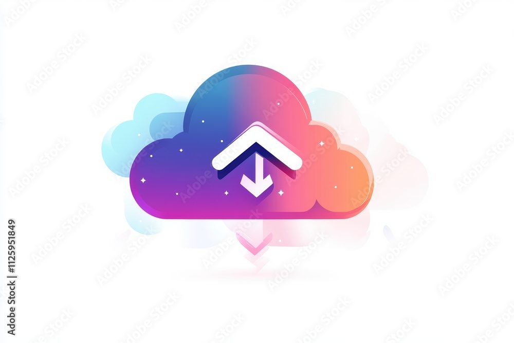 Aufkleber cloud storage icon with upload and download symbols in a colorful design.