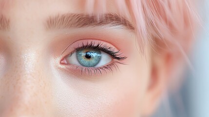 Obraz premium Animestyle makeup look with oversized eyes and soft pastel hues