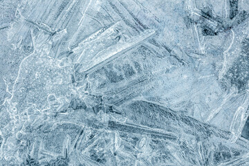 Obraz premium ice texture background. macro view of frozen lake water surface.