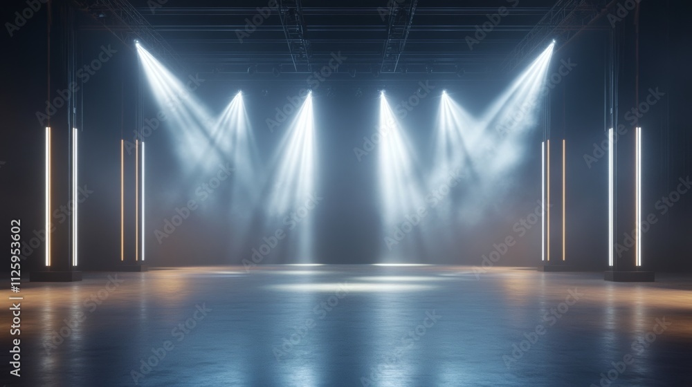 Poster dynamic light showcase studio space digital art minimalist environment low angle view