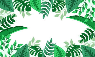 nature background with tropical leaf border