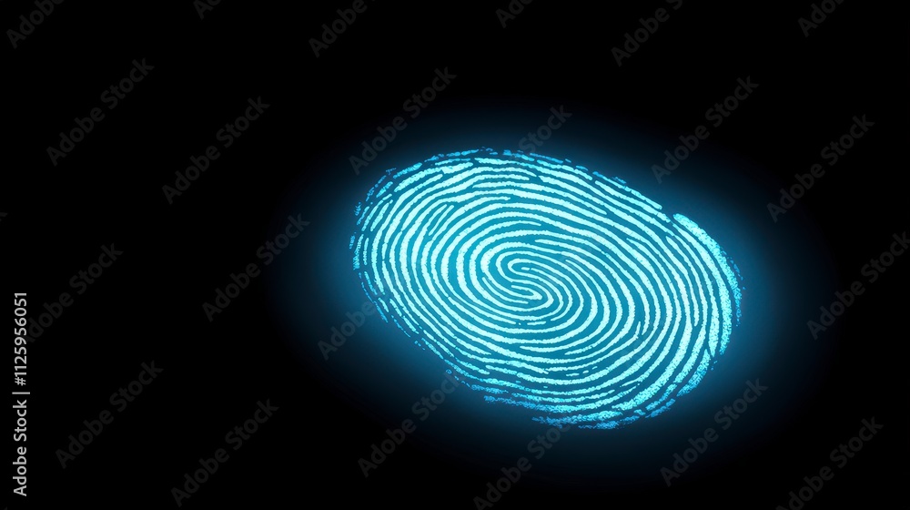Poster glowing fingerprint scan security identity biometrics digital