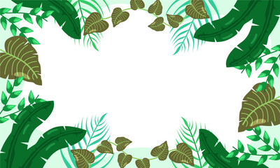 Fototapeta premium nature background with tropical leaf border