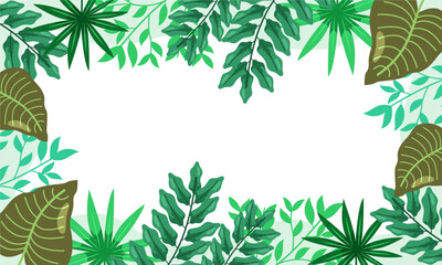 nature background with tropical leaf border