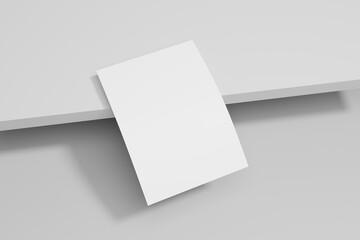 Vector white sheet of paper. Realistic blank A4 format paper template with shadow. Flyer, cover, brochure mockup design.