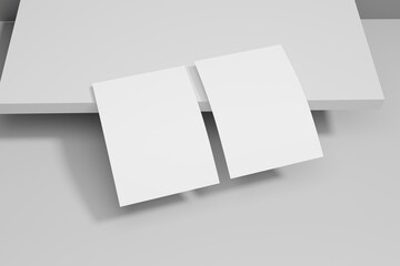 Vector white sheet of paper. Realistic blank A4 format paper template with shadow. Flyer, cover, brochure mockup design.