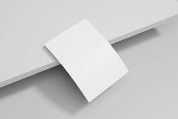 Vector white sheet of paper. Realistic blank A4 format paper template with shadow. Flyer, cover, brochure mockup design.