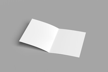 Empty book mockup. Opened 3d realistic booklet or brochure soft cover, album or catalog, journal or magazine template, blank white paper sheets,