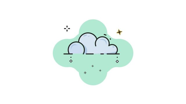 winter snow cloud line color animation 2D video for weather concept , simple sky nature icon animated footage motion graphic illustration design