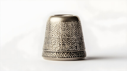 Ornate Metal Thimble Detailed Close-Up of Antique Sewing Thimble