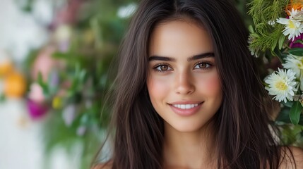Obraz premium Confident Young Woman in Serene Park Surrounded by Greenery