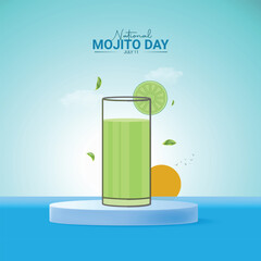 National Mojito Day creative ads design. National Mojito Day, july 11, vector 3d illustration
