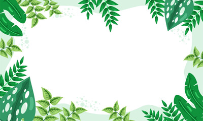 nature background with tropical leaf border