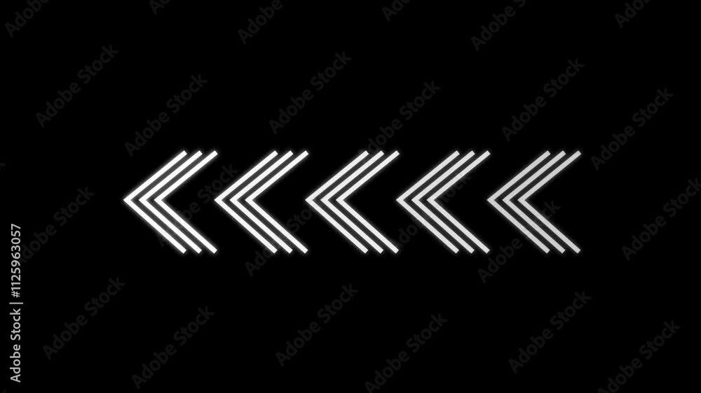Poster arrow loop animation video direction concept. direction arrow icon concept on black background.