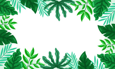nature background with tropical leaf border