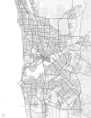 Obraz premium Map of Perth, Australia. Perfect for posters, printing, wallpaper, and home decor. Maps with monochrome and black and white styles, suitable for those who want to customize
