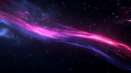 Fototapeta premium Abstract cosmic nebula with pink and blue glowing energy stream in space.